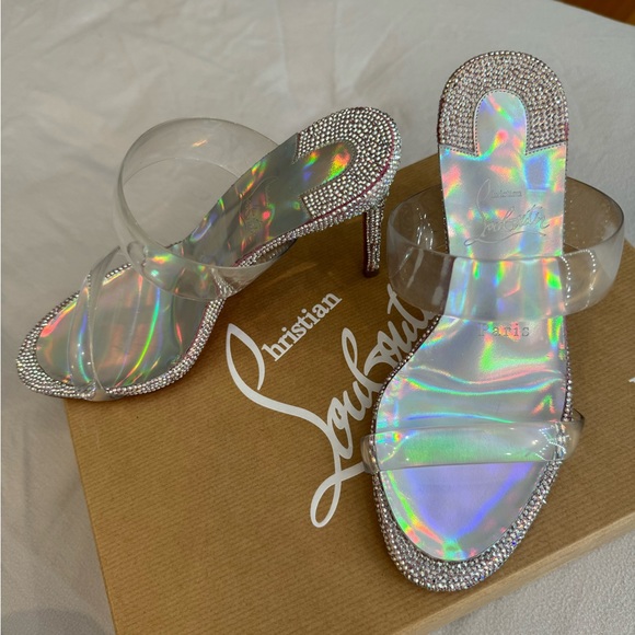 Christian Louboutin Just Strass 85 Crystal Embellished PVC Iridescent Heel *RARE - Picture 3 of 16